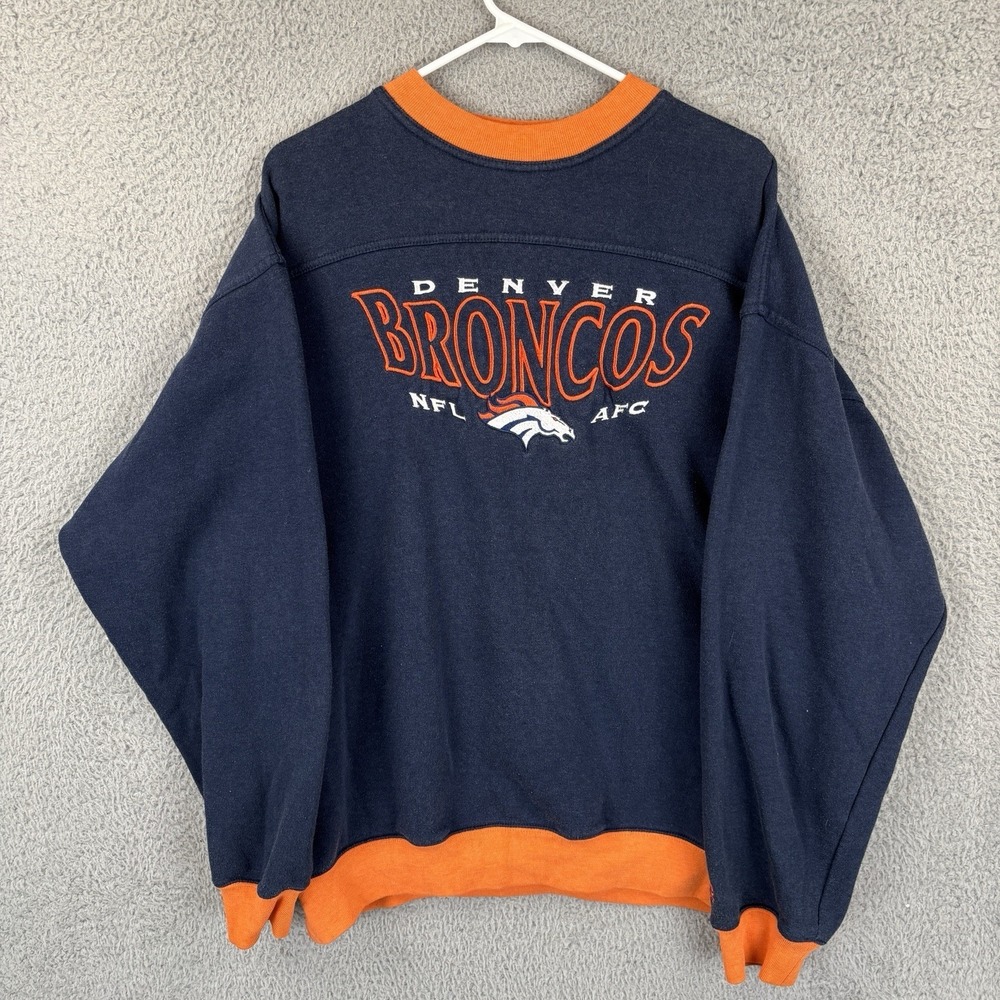 Vintage Denver Broncos Sweatshirt Mens XL Navy Lee Sport NFL Crewneck 90s